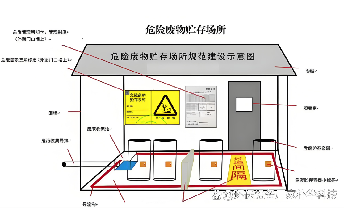 危廢暫存間外部結(jié)構及分區(qū)示意圖